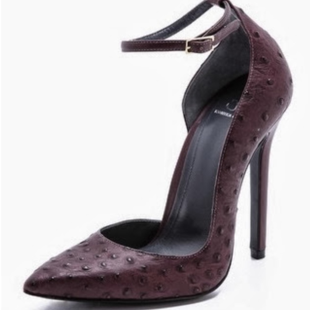 Monika Chiang purple ostrich leather shoes.
